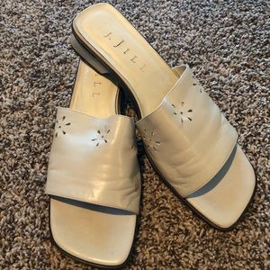 90s Square Toe Ivory Slide Sandal, J. Jill, 11